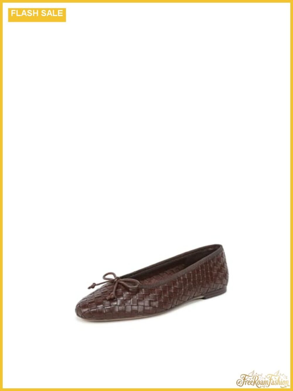 Woven Leather Ballet Flat Square Toe Slip-On
